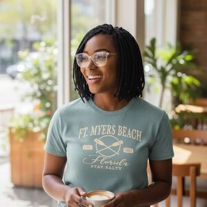 Ft. Myers Beach Florida Souvenir Unisex T-Shirt XL Green Graphic Print Casual